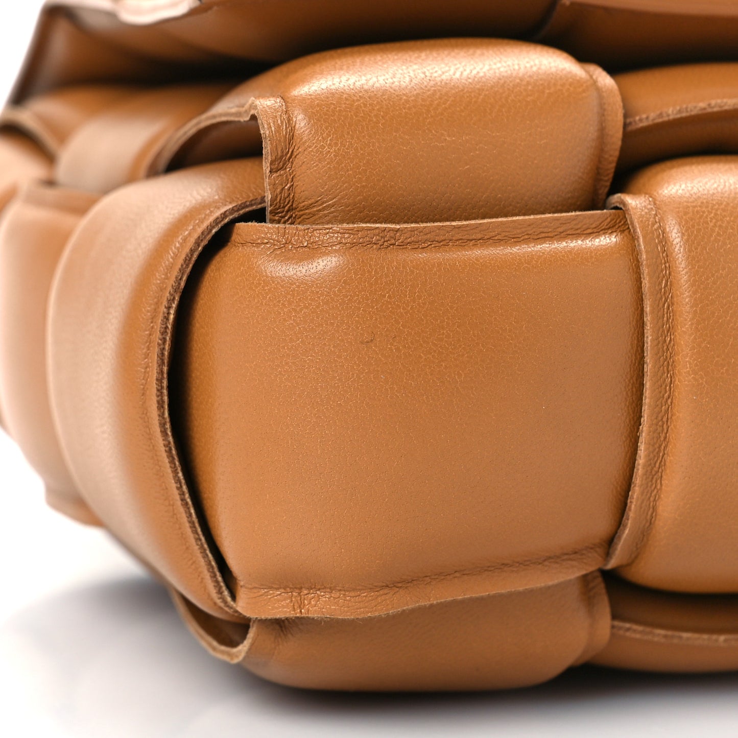 Nappa Maxi Intreccio Padded Cassette Crossbody Bag Caramel