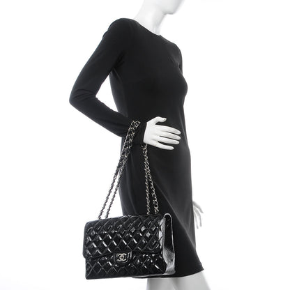 Chanel Patent Goatskin Quilted Jumbo Single Flap Black 2 of 9