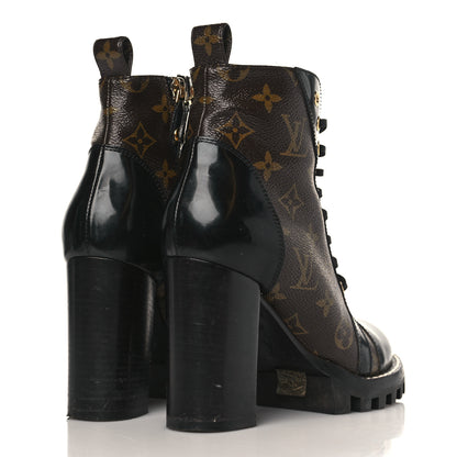 Louis Vuitton Patent Calfskin Monogram Star Trail Ankle Boots 37 Black 4 of 10