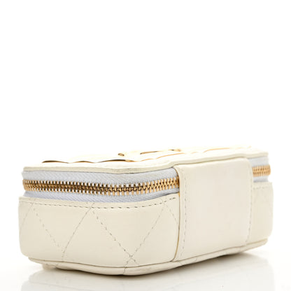 Chanel Lambskin Quilted Mini Golden Plate Clutch With Chain White 4 of 13