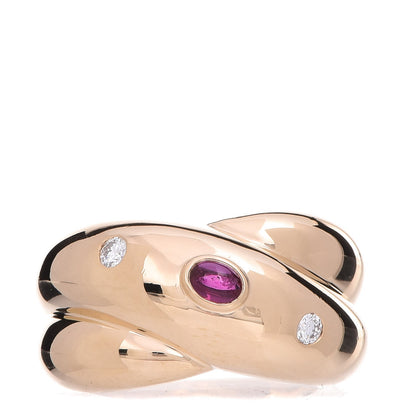 Cartier 18K Yellow Gold Diamond Ruby Colisee Ring 48 4.5 1 of 5