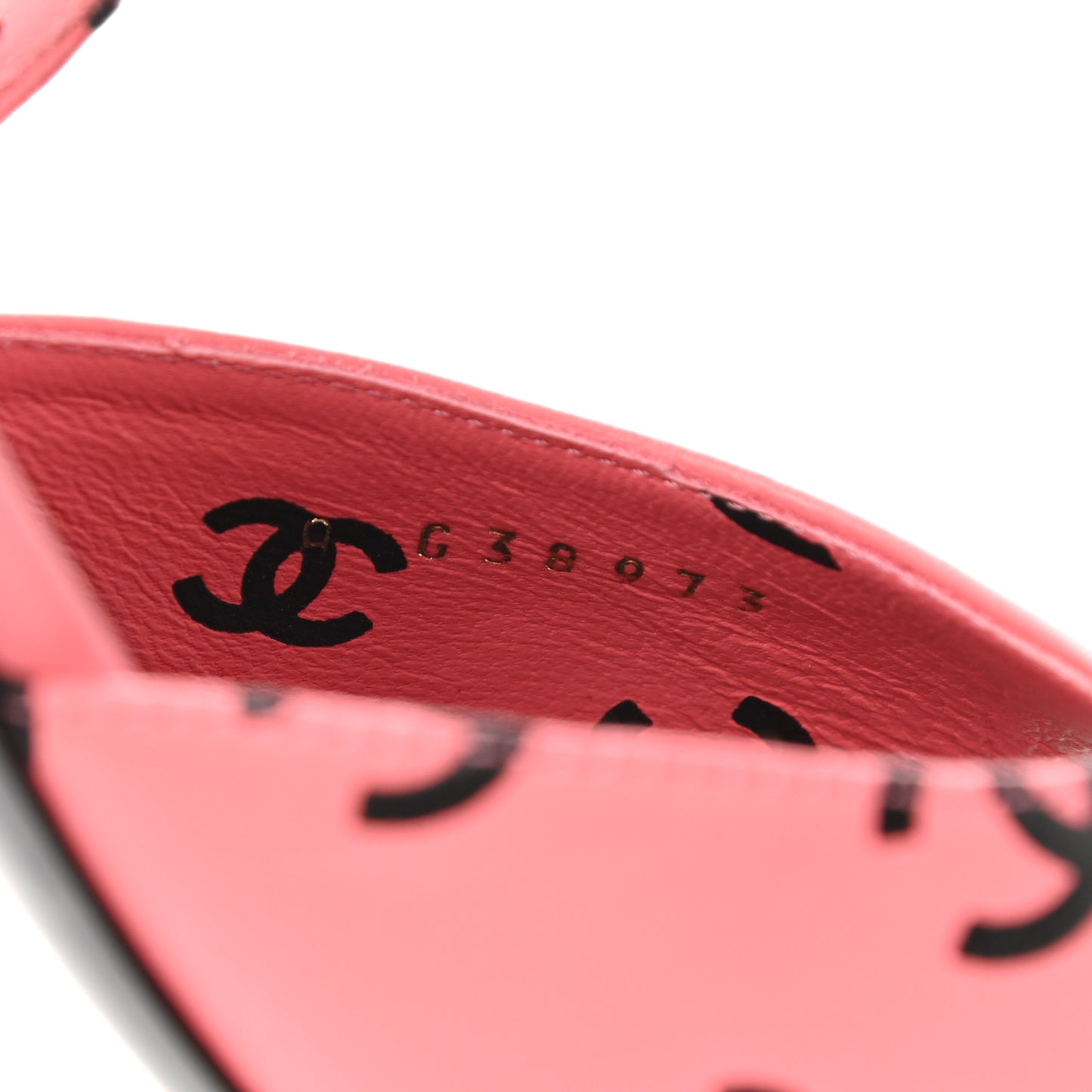 Printed Lambskin CC Sandals 40 Pink Black