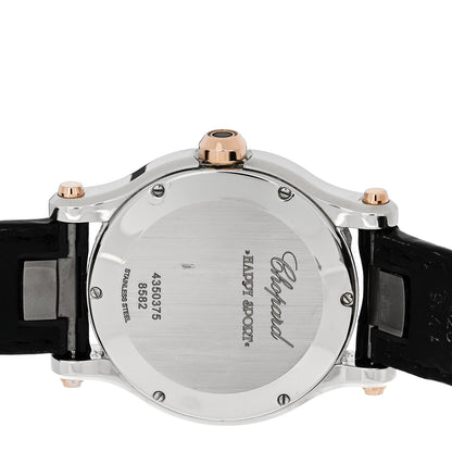 Chopard Stainless Steel 18K Rose Gold Alligator 5 Diamond 36mm Happy Sport Quartz Watch Black 4 of 5
