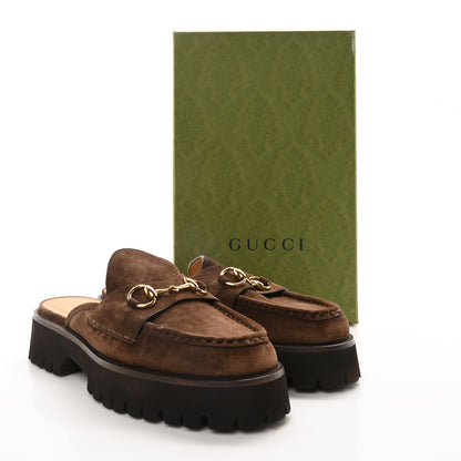 Gucci Suede Horsebit Platform Mules 40 Washed Brown 9 of 9