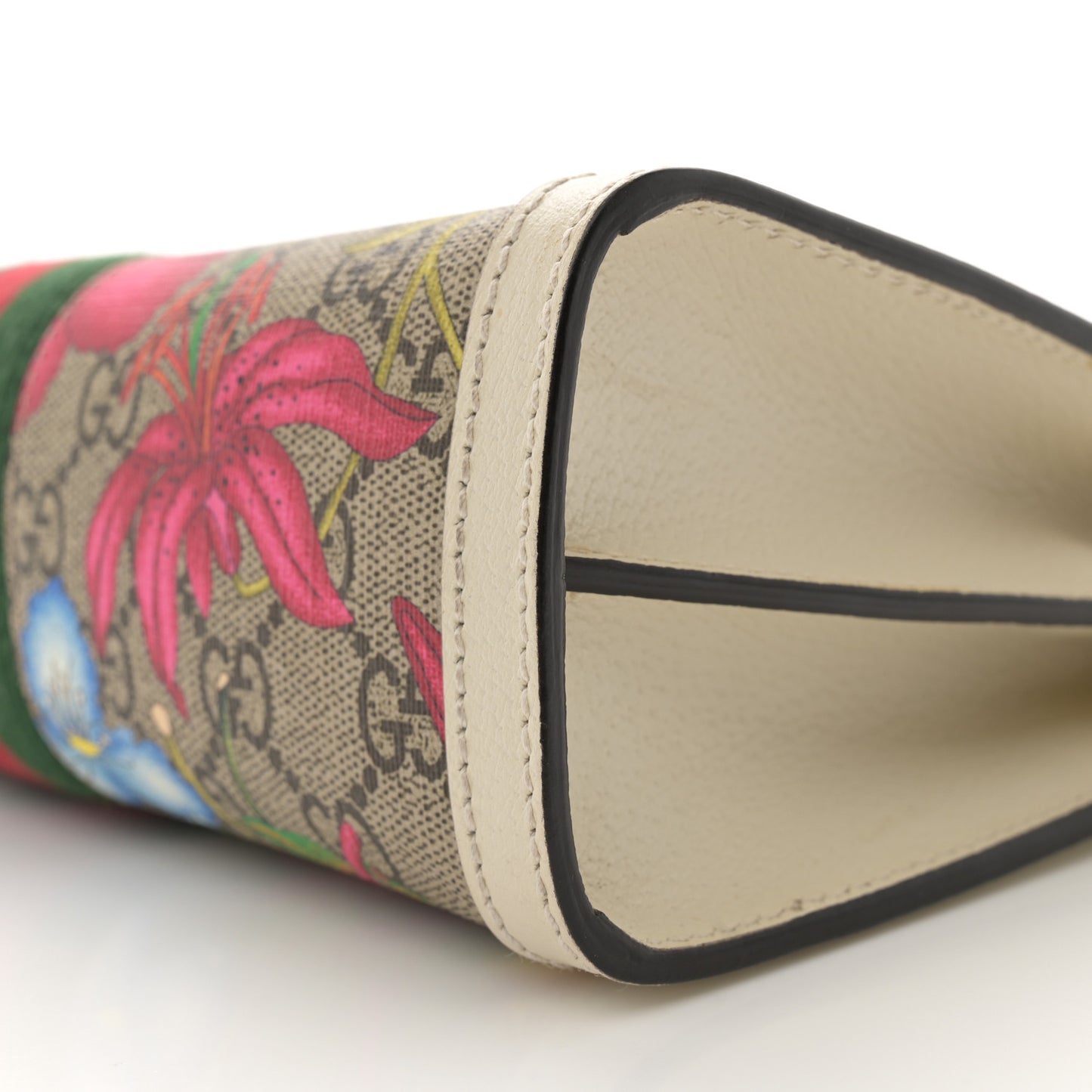 GG Supreme Monogram Flora Web Small Ophidia Chain Shoulder Bag White