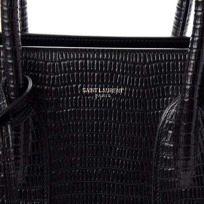 Saint Laurent Lizard Embossed Calfskin Small Sac De Jour Black 7 of 9