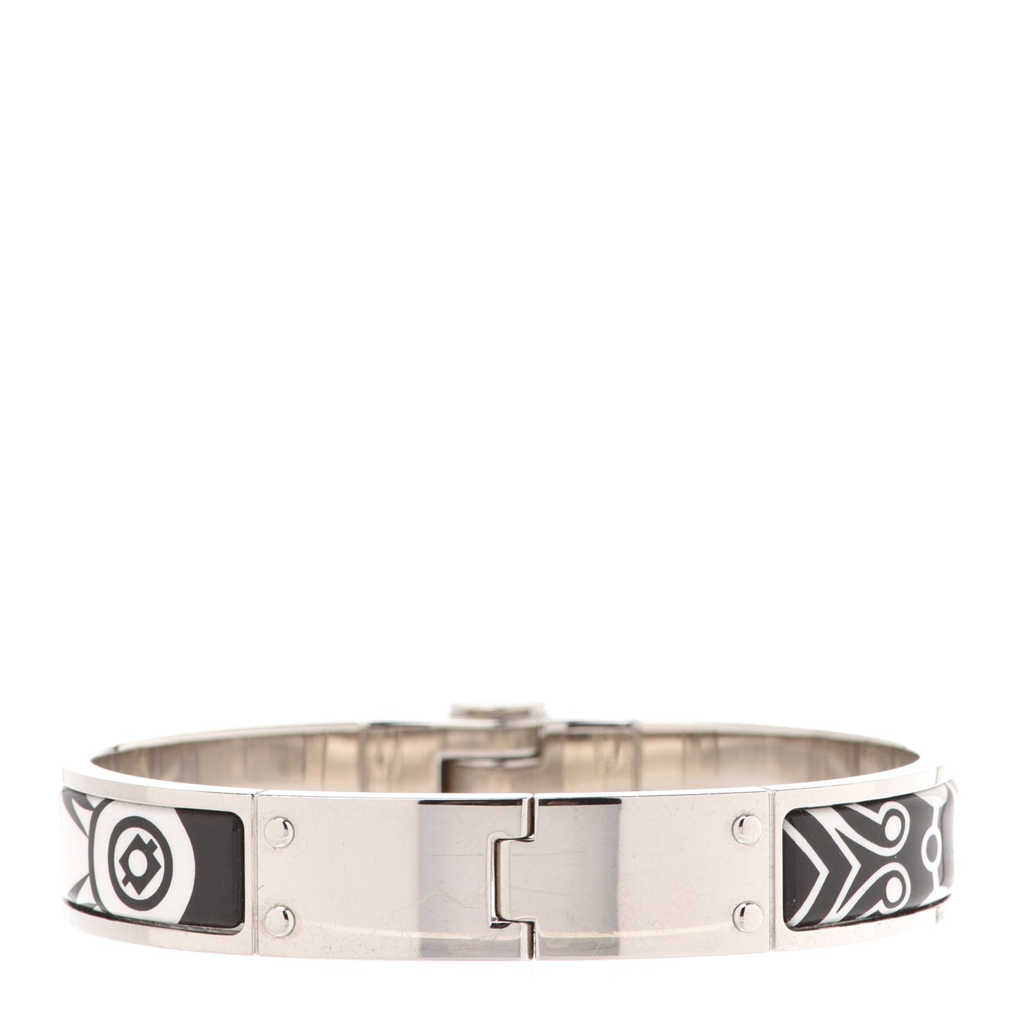 Enamel Printed Narrow Washington's Carriage Tattoo Hinged Bracelet S Faux Gris