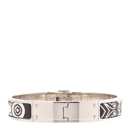 Hermes Enamel Printed Narrow Washington's Carriage Tattoo Hinged Bracelet S Faux Gris 5 of 12