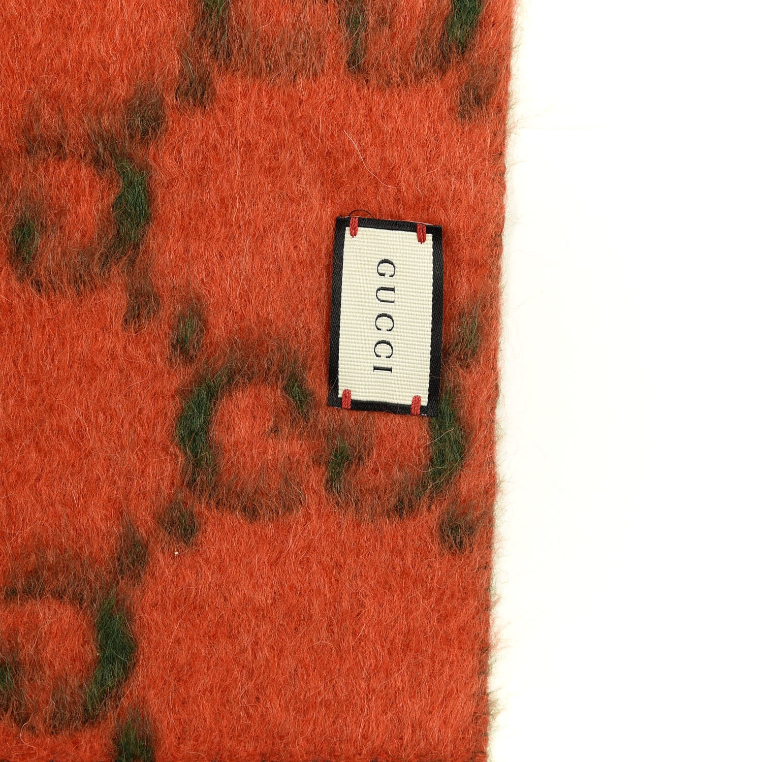 Gucci Wool Alpaca GG Monogram Big GG Rock Scarf Green Red 3 of 4