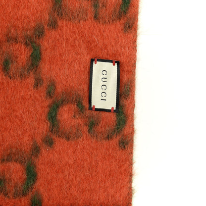 Gucci Wool Alpaca GG Monogram Big GG Rock Scarf Green Red 3 of 4