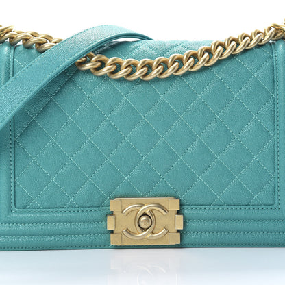 Chanel Caviar Quilted Medium Boy Flap Turquoise 8 of 11