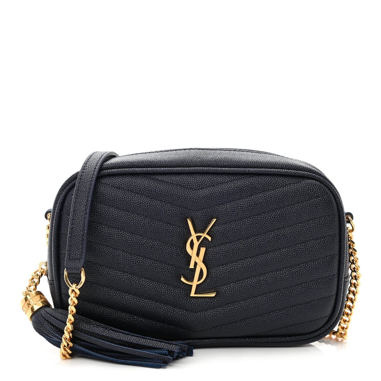 Saint Laurent Grain De Poudre Matelasse Monogram Mini Lou Camera Bag Navy 1 of 11