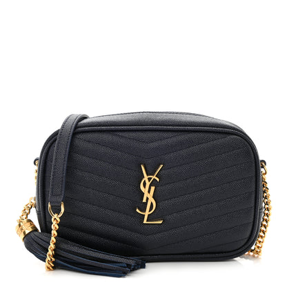 Saint Laurent Grain De Poudre Matelasse Monogram Mini Lou Camera Bag Navy 1 of 11