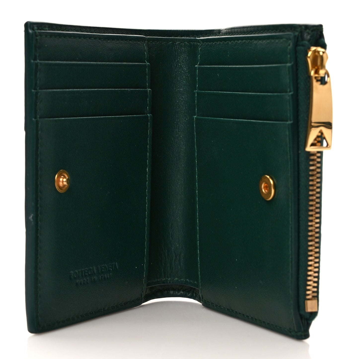 Nappa Maxi Intrecciato Bifold Zip Wallet Raintree