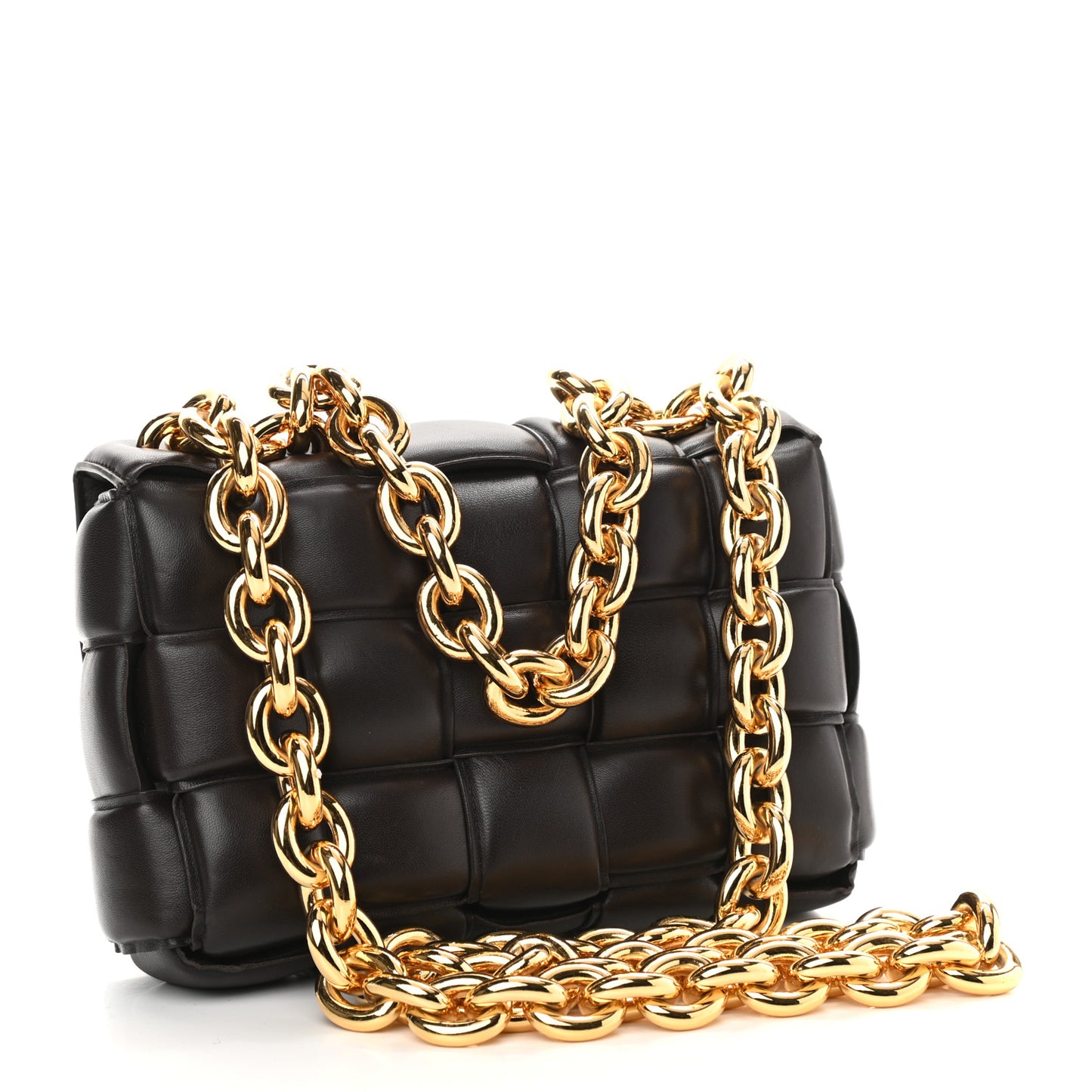 Lambskin Maxi Intreccio Padded Chain Cassette Crossbody Bag Black