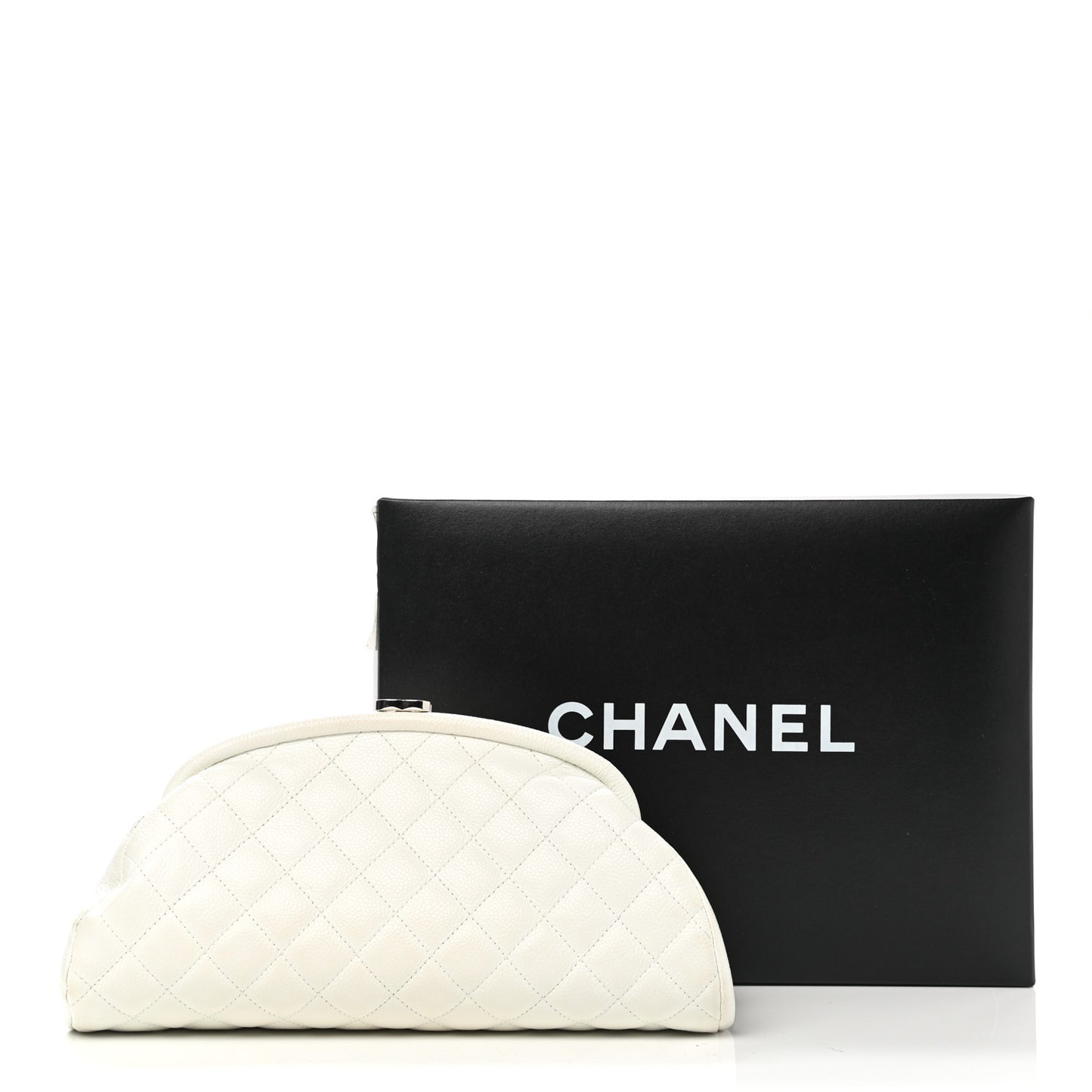 Caviar Quilted Timeless Clutch White