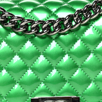 Chanel Metallic Patent Calfskin Quilted Medium Boy Flap Green 8 of 13