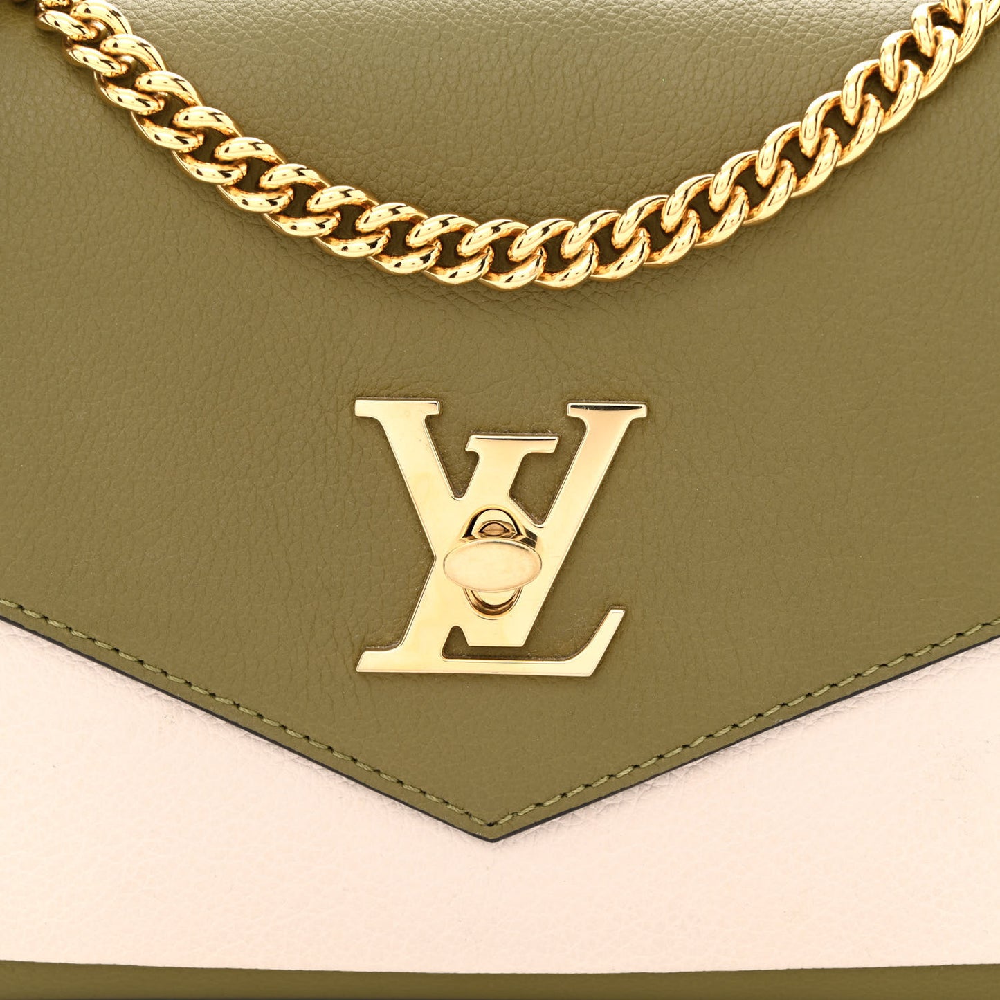 Soft Calfskin Mylockme Chain Bag BB Smokey Brown Green