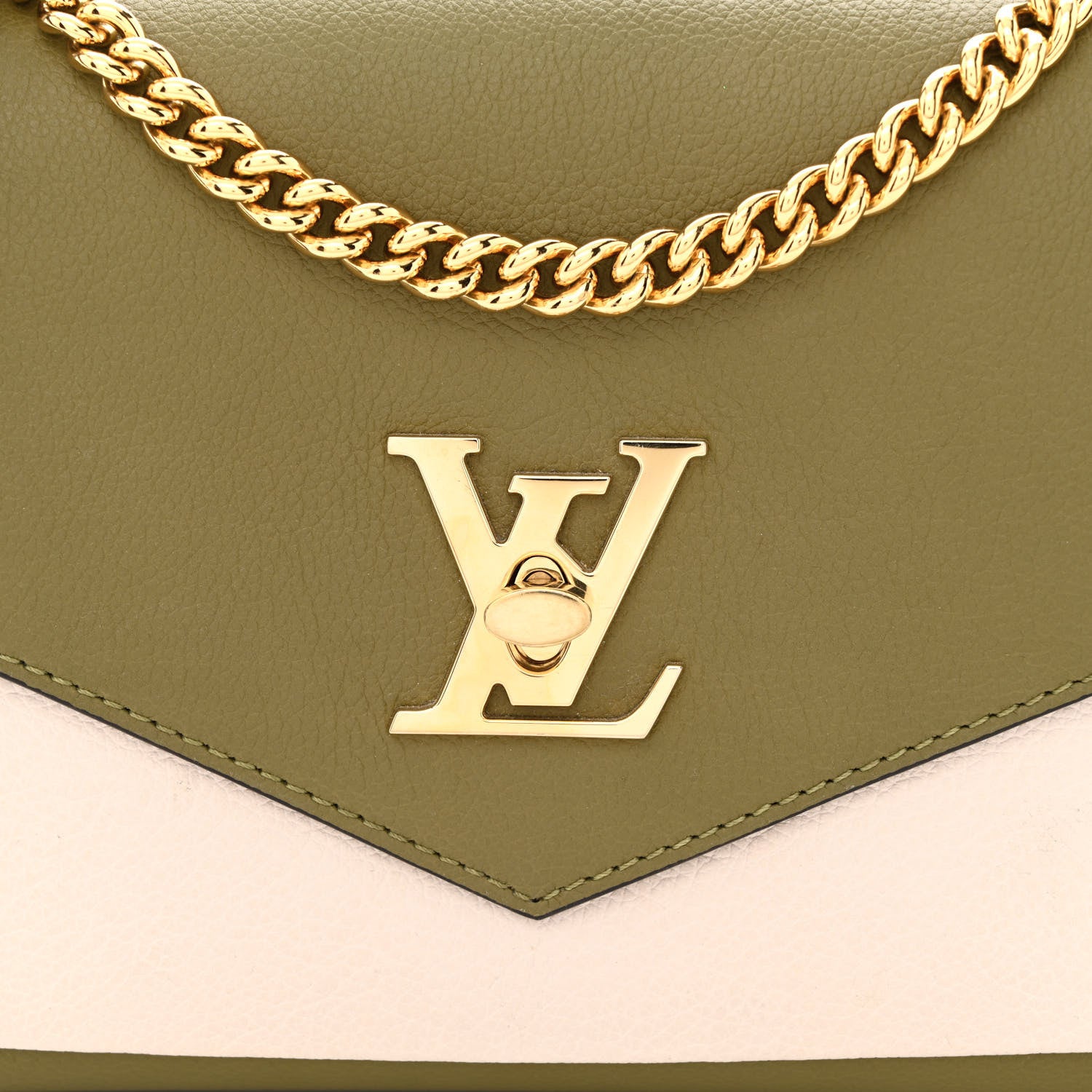 Louis Vuitton Soft Calfskin Mylockme Chain Bag BB Smokey Brown Green 7 of 11