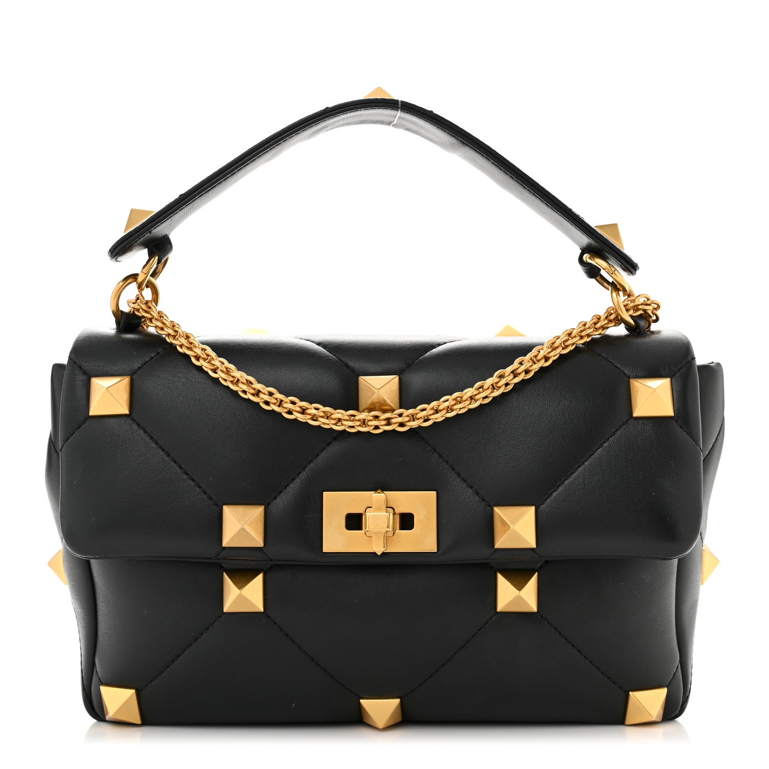 Valentino Garavani Nappa Large Roman Stud Shoulder Bag Black 1 of 13