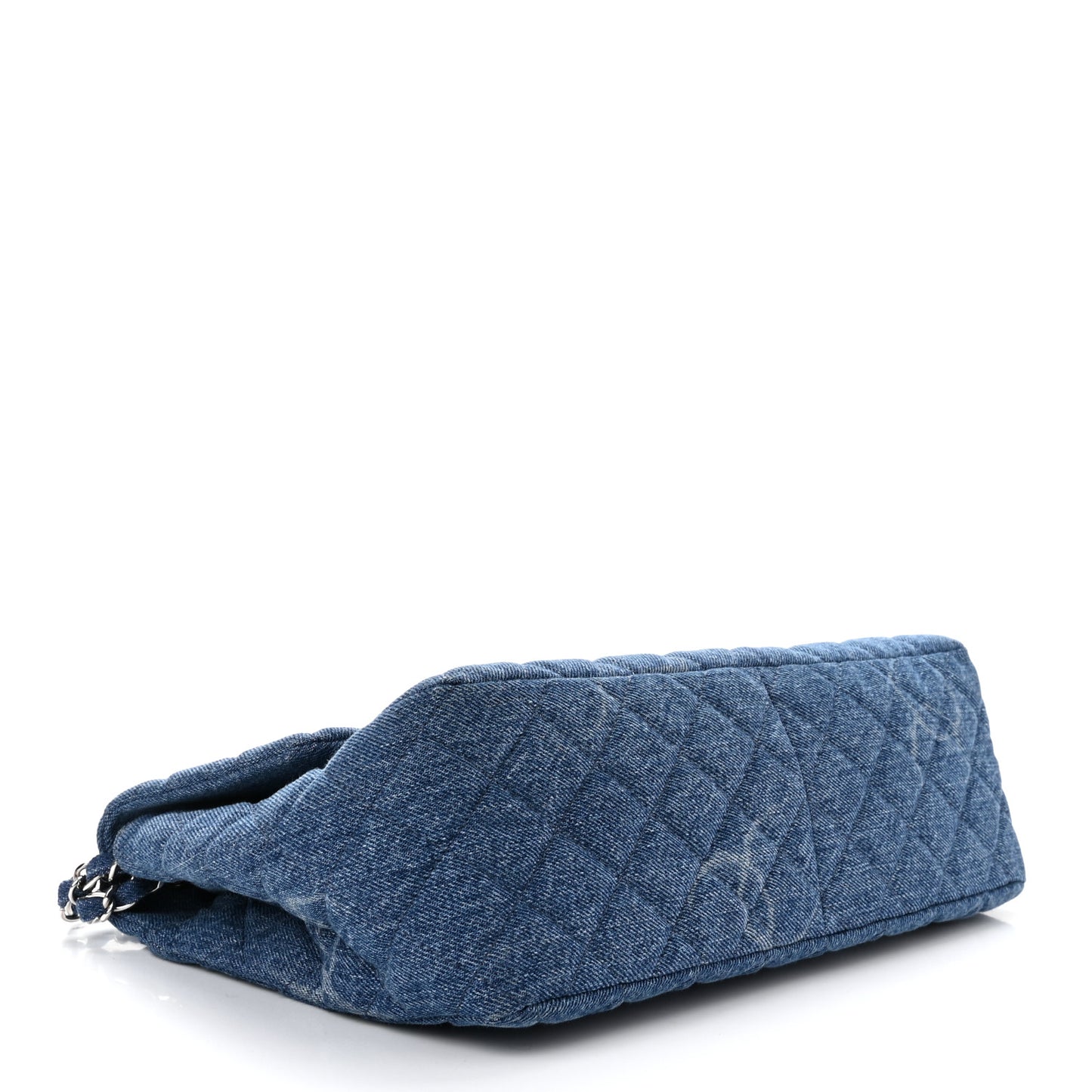 Denim Quilted CC Print Jumbo Single Flap Blue