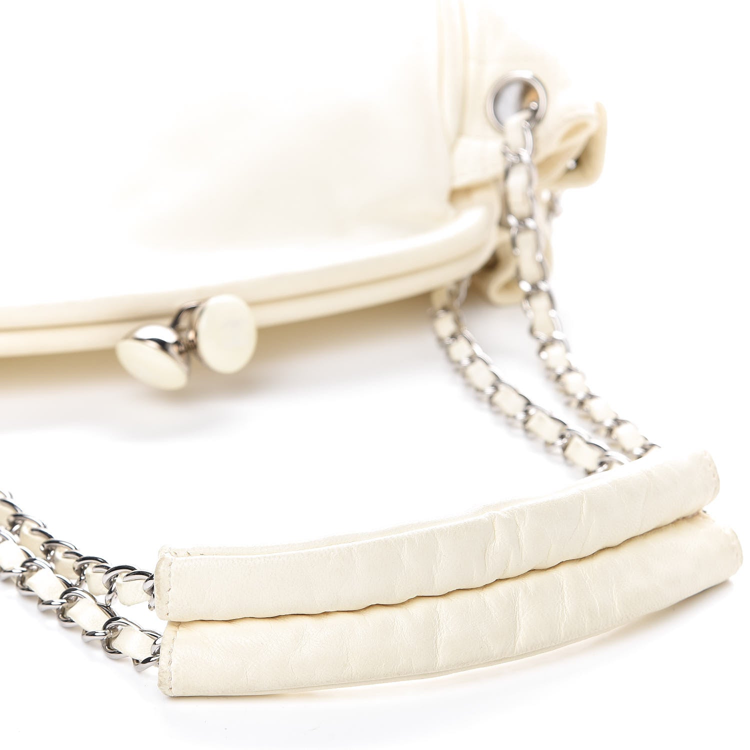 Chanel Lambskin CC Kiss Lock Accordion Bag White 12 of 16