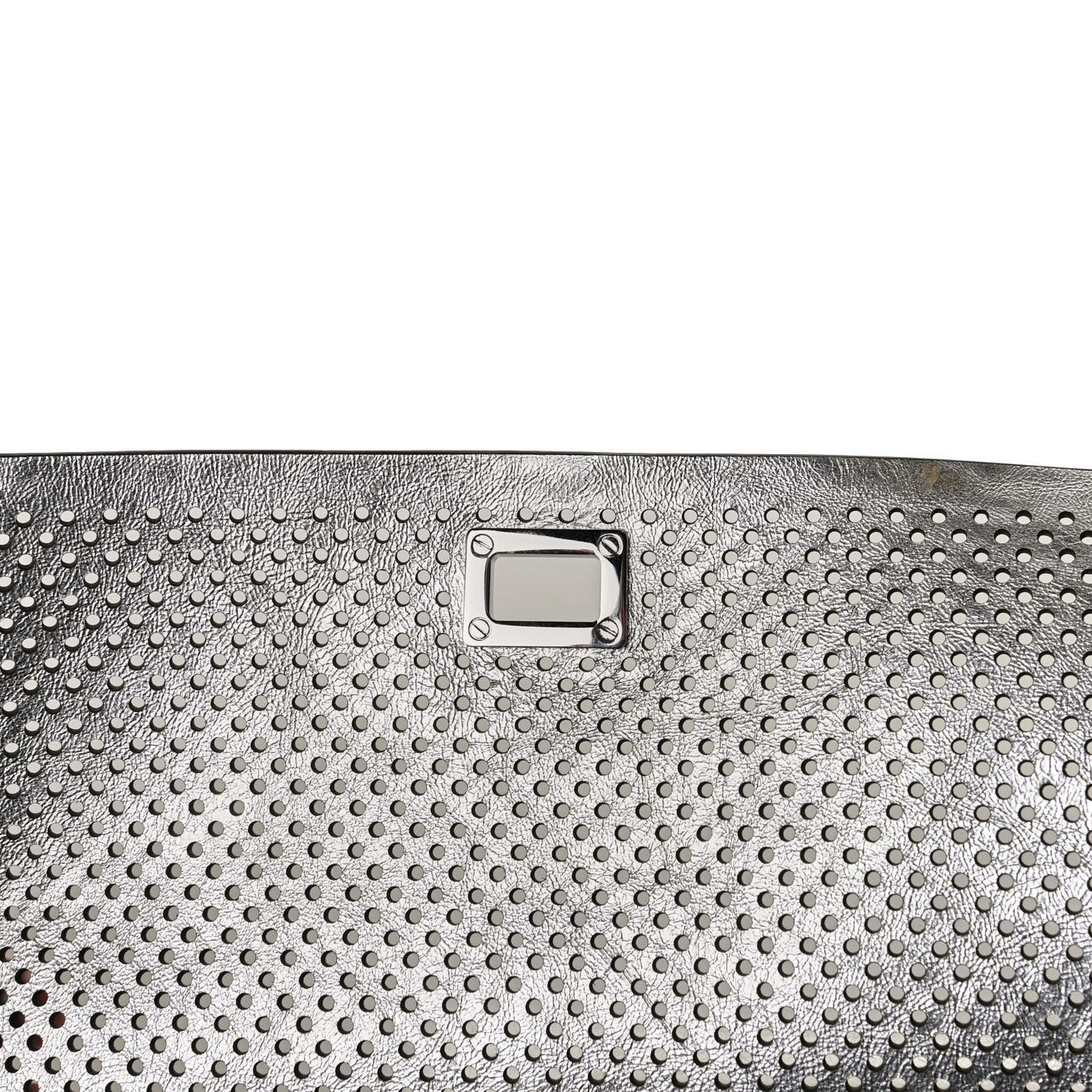 Lambskin Perforated Small Lunch Bag Clutch Black