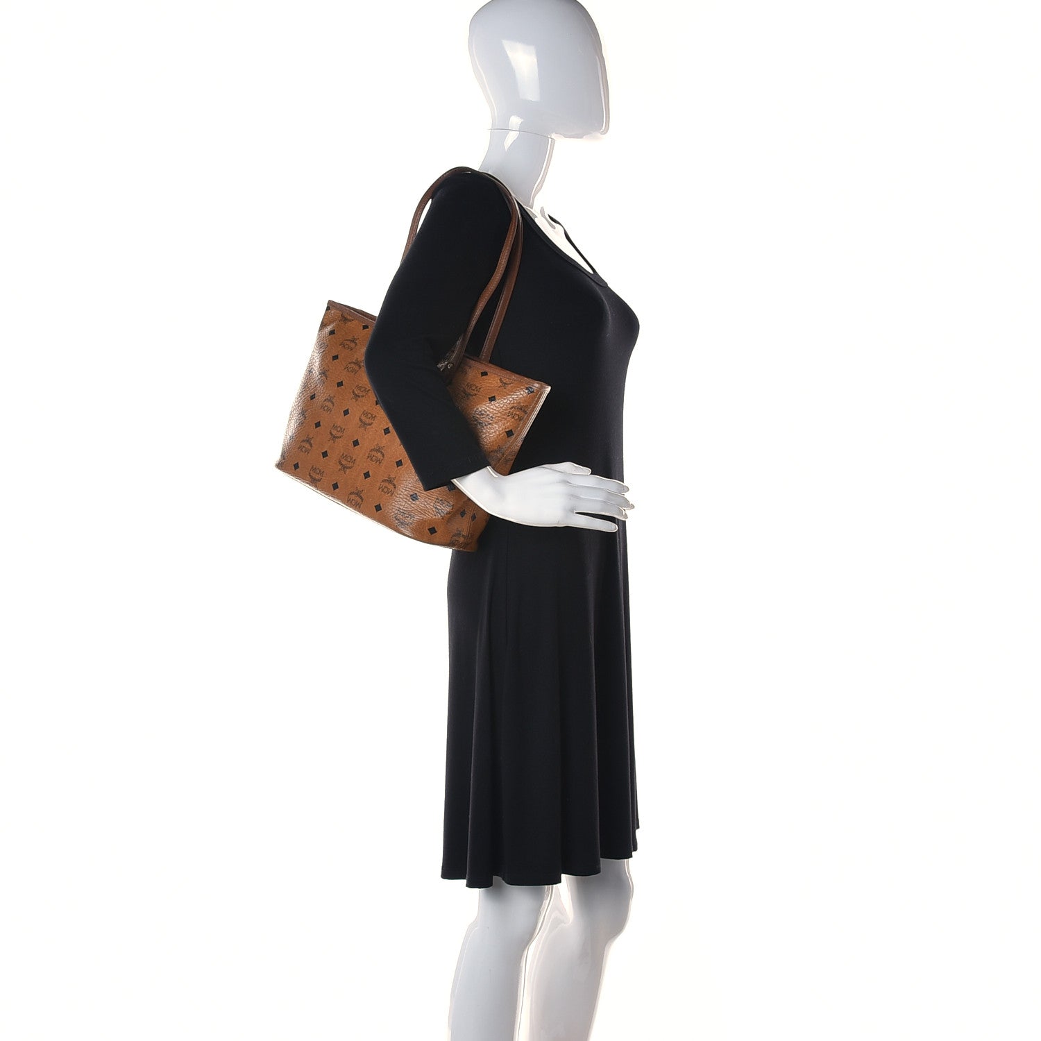 MCM Visetos Dog Bone Shopper Tote Cognac 2 of 14