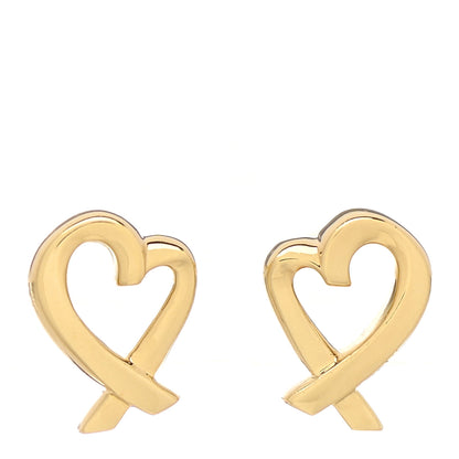 Tiffany 18K Yellow Gold Mini Paloma Picasso Loving Heart Earrings 1 of 4