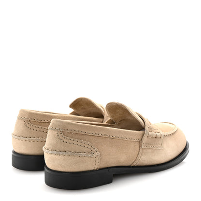 Miu Miu Suede Penny Loafers 36 Ecru 5 of 10