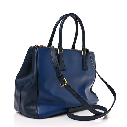 Prada Saffiano Lux Bi-Color Medium Galleria Double Zip Tote Bluette Baltico 2 of 7