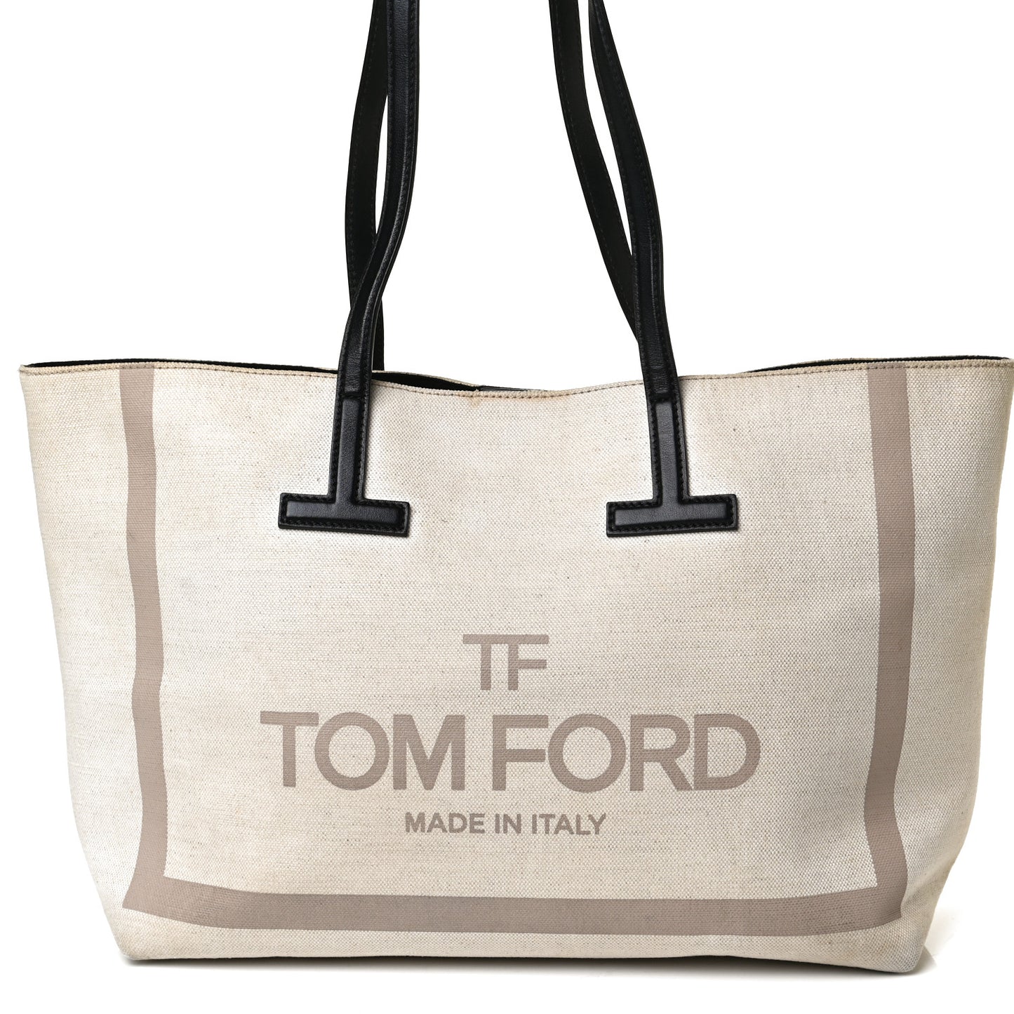 Canvas Calfskin T Tote Beige