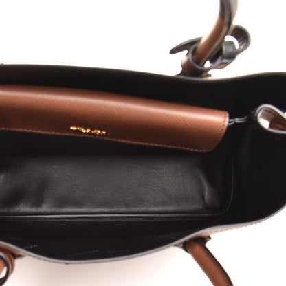 Prada Saffiano Cuir Medium Bi-Color Double Bag Palissandro Black 5 of 8