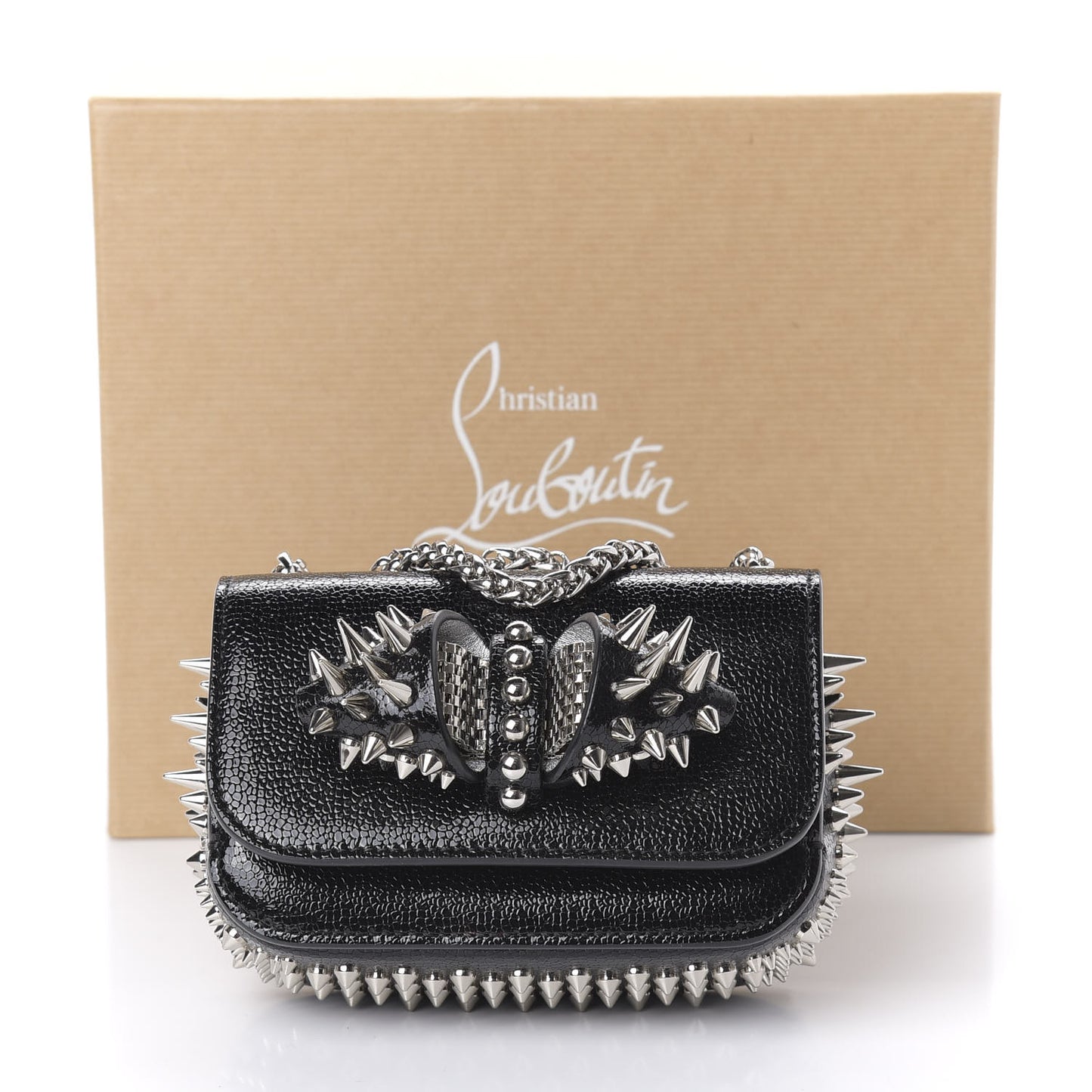 Jurassic Calfskin Spikes Sweety Charity NV Crossbody Bag Black Silver