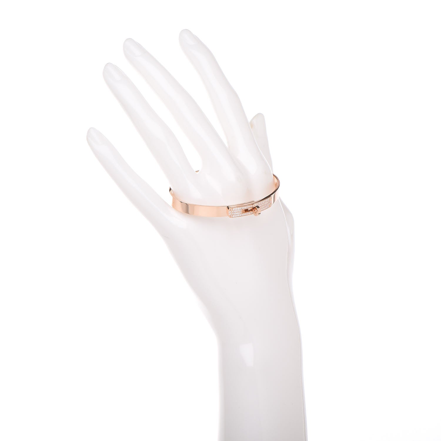 Hermes 18K Rose Gold Diamond PM Kelly Pave Bracelet SH 2 of 4