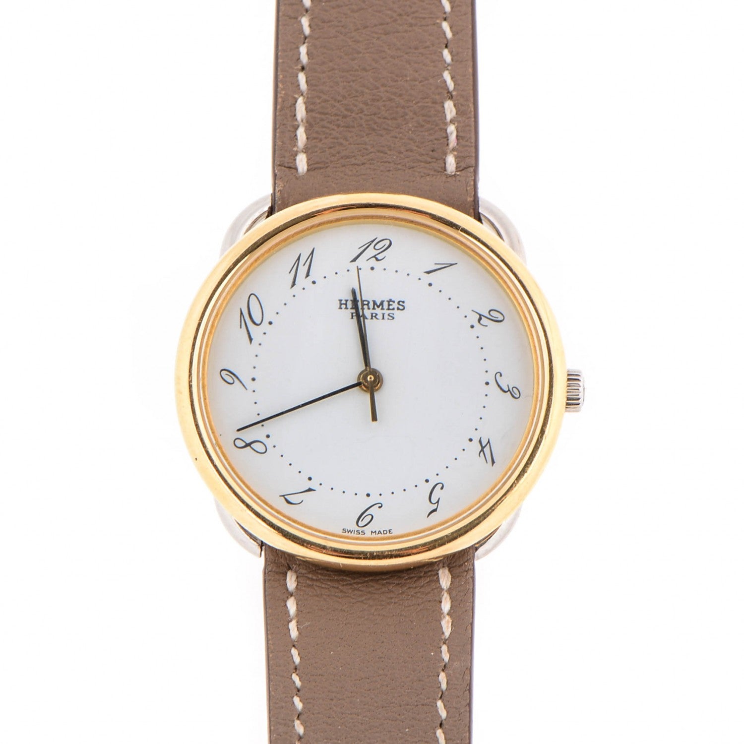 Hermes Stainless Steel Swift 30.5mm Arceau Quartz Watch Etoupe 1 of 16