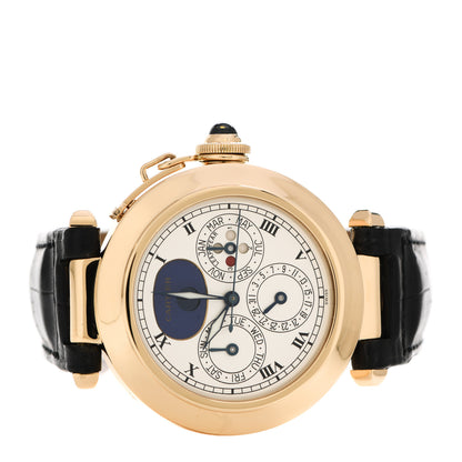 Cartier 18K Yellow Gold Alligator 38mm Pasha de Cartier Perpetual Calendar Quartz Watch 2 of 4