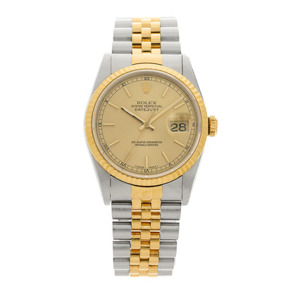 Rolex Stainless Steel 18K Yellow Gold 36mm Oyster Perpetual Datejust Watch Champagne 16233 1 of 4