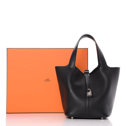 Hermes Taurillon Clemence Picotin Lock 22 MM Black 8 of 8
