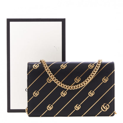 Gucci Calfskin Diagonal GG Mini Chain Wallet Black Gold 9 of 9