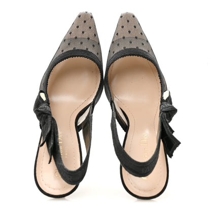 Christian Dior Mesh Plumetis Suede J'Adior Slingback 100mm Pumps 36 Black 2 of 10