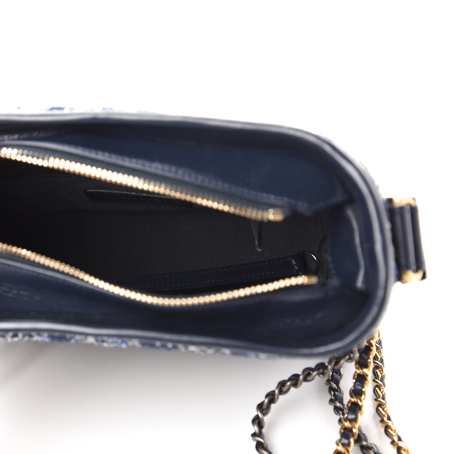 Tweed Calfskin Small Gabrielle Hobo Blue