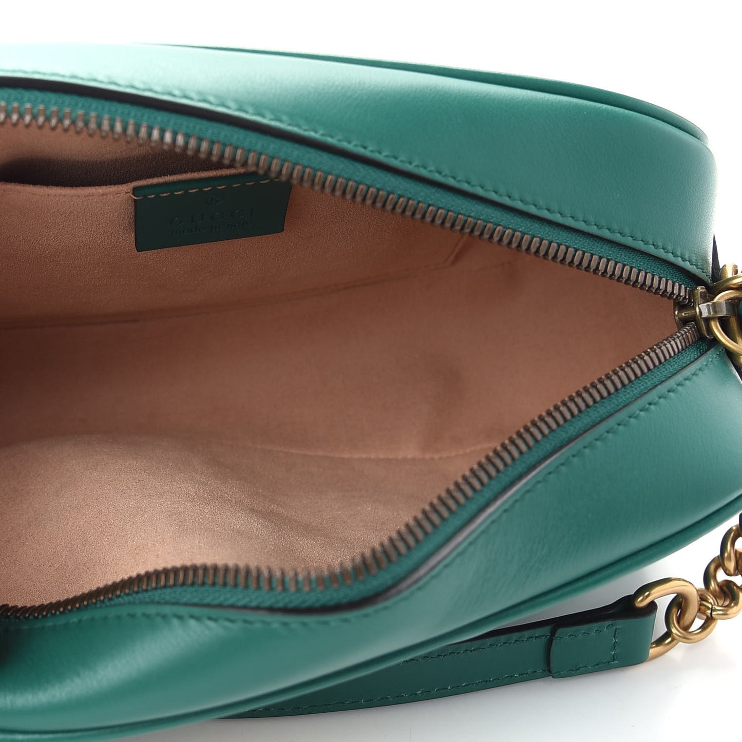 Calfskin Matelasse Small GG Marmont Chain Shoulder Bag Emerald Green