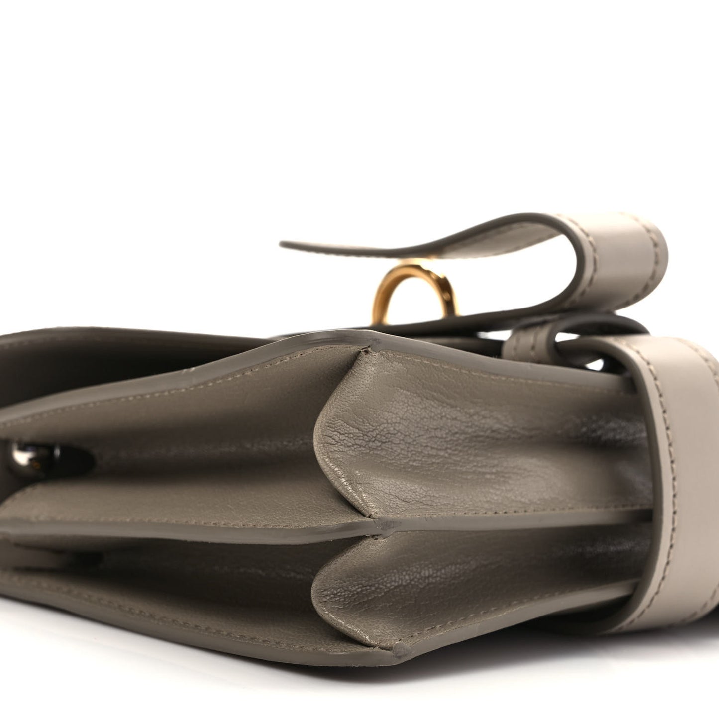 Shiny Goatskin Calfskin Aby Chain Shoulder Bag Motty Grey