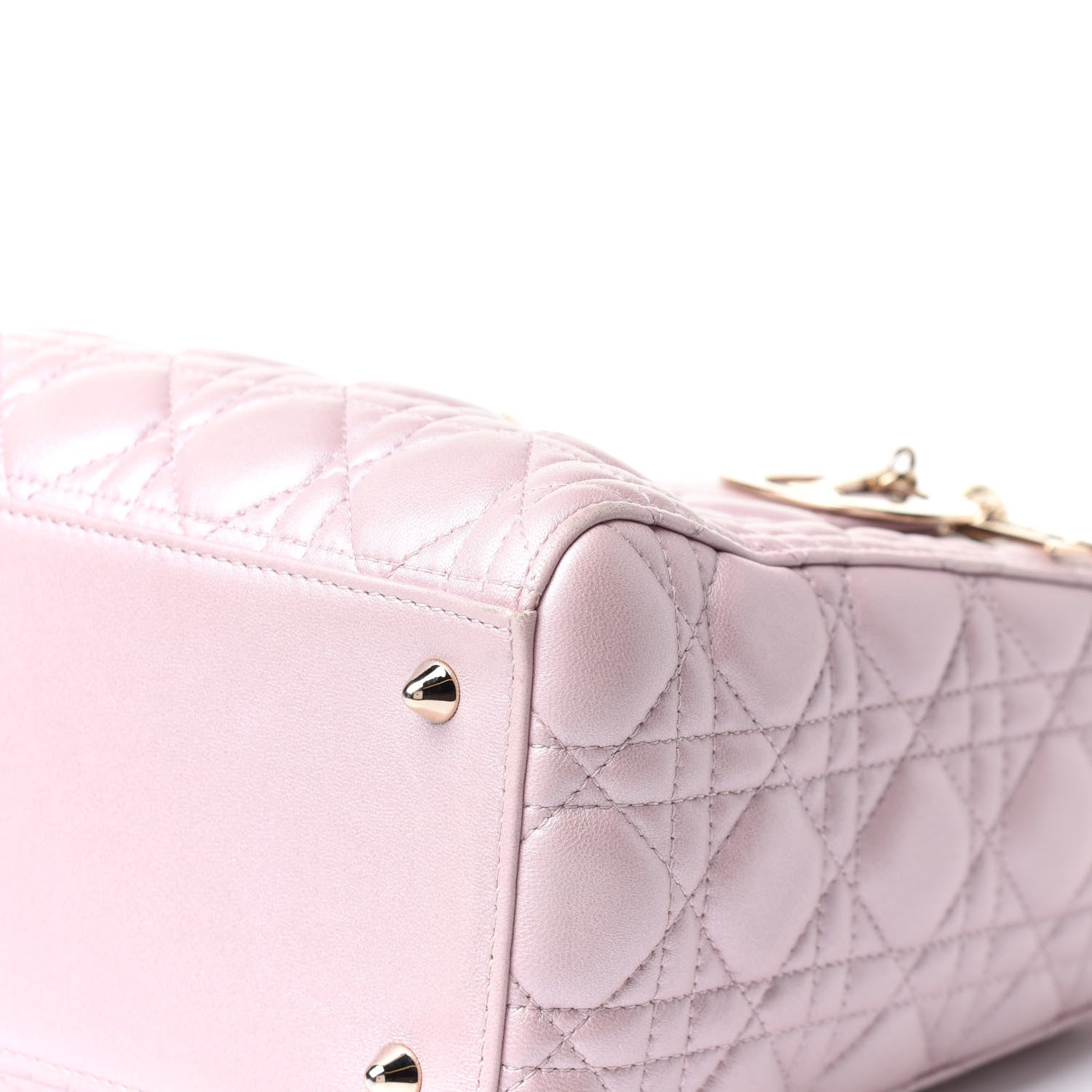 Christian Dior Pearly Lambskin Cannage Medium Lady Dior Lotus 6 of 22
