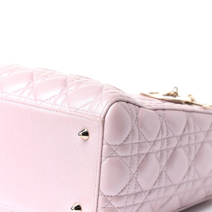 Christian Dior Pearly Lambskin Cannage Medium Lady Dior Lotus 6 of 22