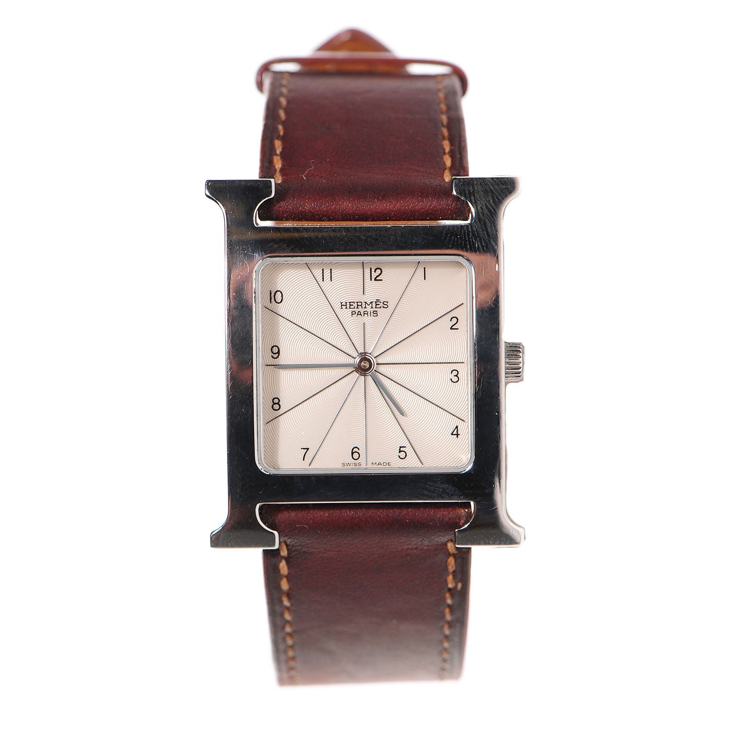 Hermes Stainless Steel Barenia 26mm Heure H Hour Quartz Watch Fauve 3 of 7