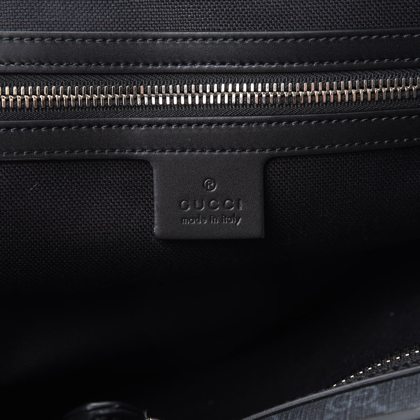 Soft GG Supreme Monogram Appia Calfskin Web Large Carry On Duffle Bag Black Grey