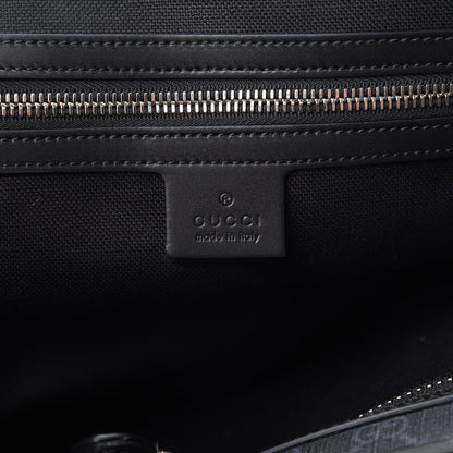 Gucci Soft GG Supreme Monogram Appia Calfskin Web Large Carry On Duffle Bag Black Grey 5 of 9