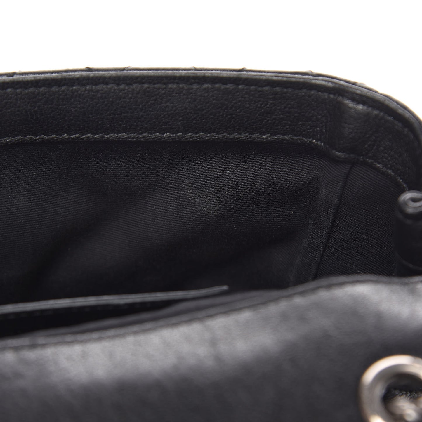 Sheepskin Tri-Quilt Monogram Medium Soft Envelope Bag Black